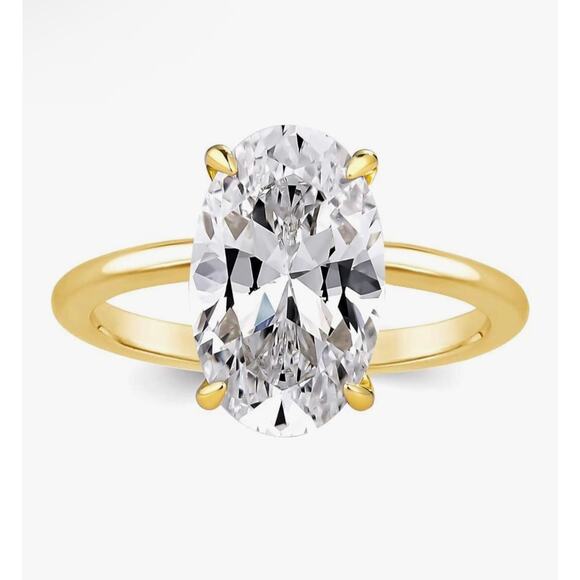 Effinny Solitaire 3 Ct Oval CZ Engagement Ring Gold Plate 925 Sz 6 - Picture 1 of 5